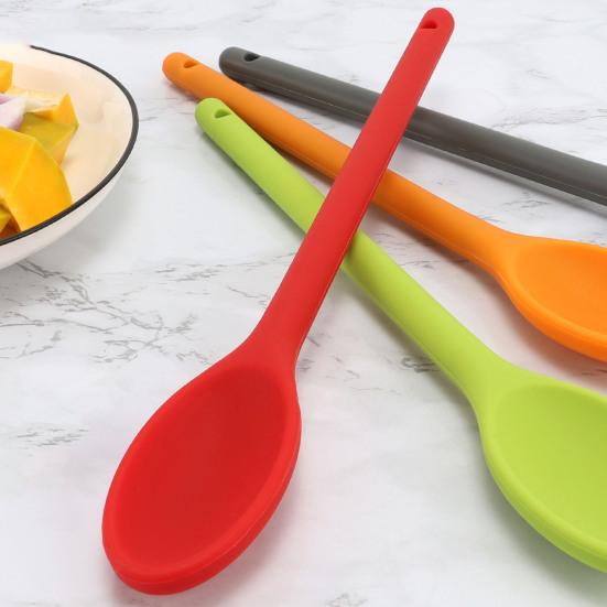 Long Handle Silicone Spoon, Heat Resistant Food Grade Stirring Spoon, Dishwasher Safe Non-stick Mixing Spoon Kitchen Utensils
