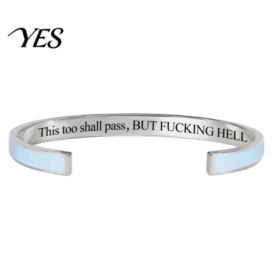 Simple High-end Bracelet This Too Shall Pass Mantra Cuff Bracelet, Adjustable Engraved Motivational Comfortable Wrist Bangle Hidden Information
