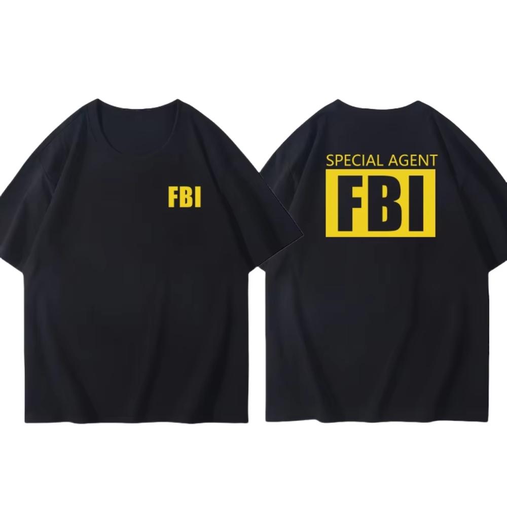 Мужская одежда Горячая Распродажа Веселый Дизайн FBI Узор Печатный Хлопковый Футболка Уличный Повседневный С коротким рукавом Круглый Вырез Футболка Топ