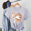 Cat Pet Friend Clothing Casual Short Sleeve 90s Sweet Lovely Women Print Lady Female Graphic T-shirt Tee Top Fashion T Shirt