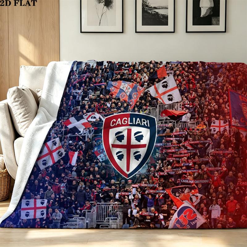 Cagliari FC Print Flannel Blanket High Quality Warm Comfortable Cover for All Seasons Perfect for Gifts Home Decor