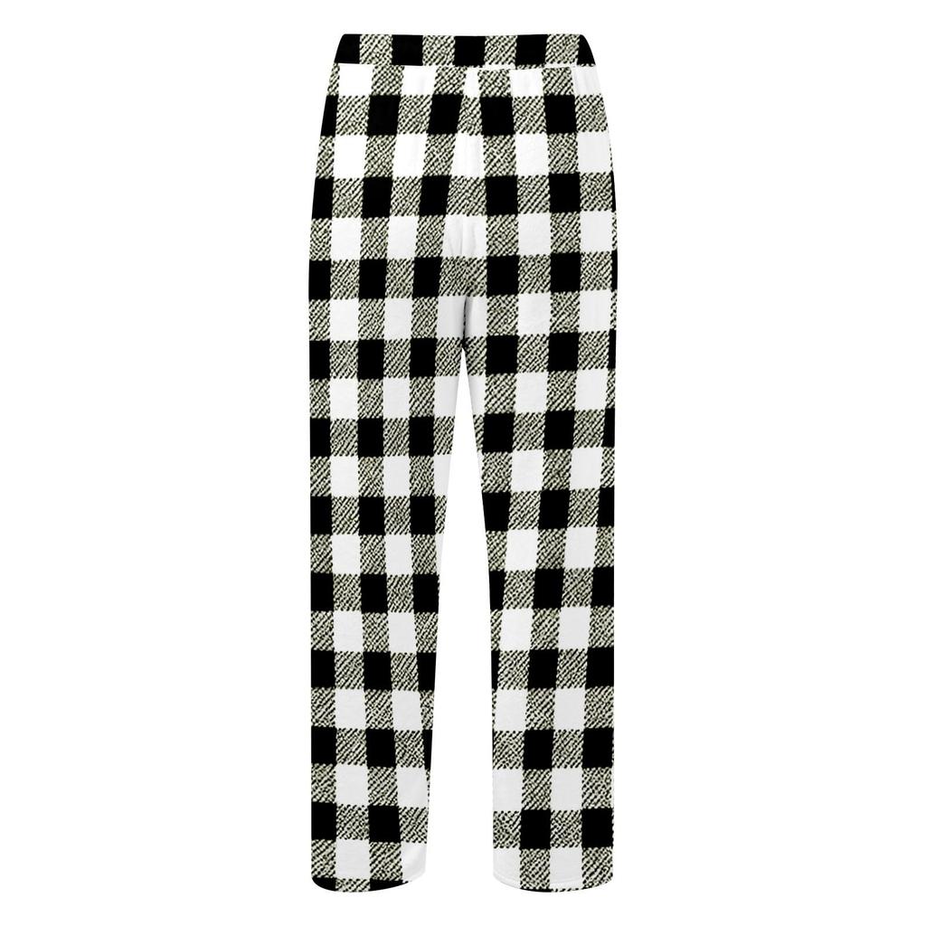 Women's Plaid Print Plush Casual Pants for Fall, Winter and Everyday Wear