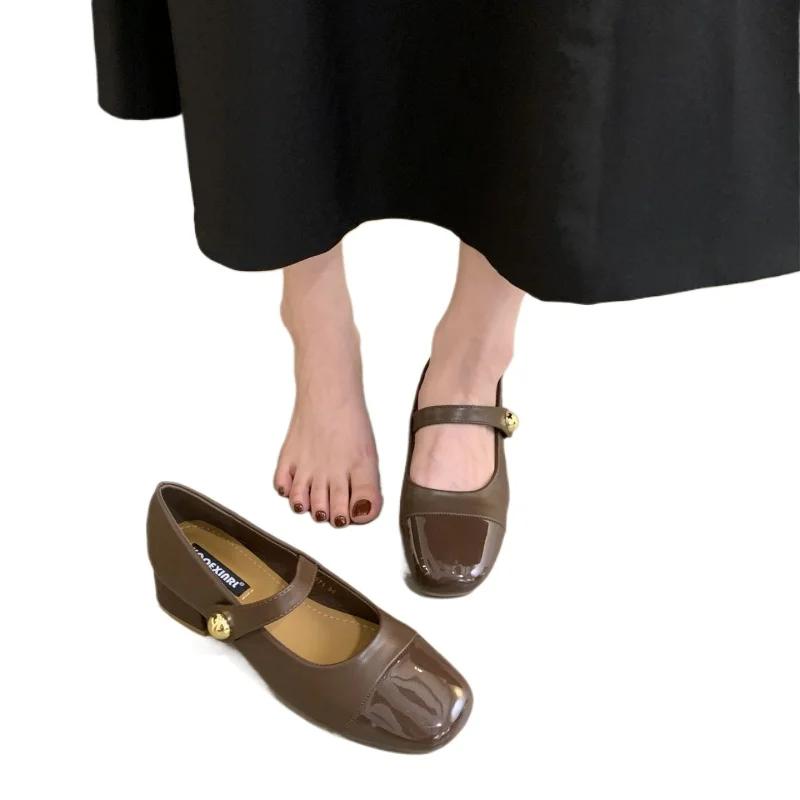 Женские туфли Marie Janes на высоком каблуке с квадратным носком, женские летние туфли на низком каблуке 2024 года, осенние новые дизайнерские туфли, элегантные туфли-лодочки Femme
