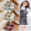 Girls' Solid Color Lace Trimmed Leather Shoes2026New Spring and Summer Performance Shoes for Little Girls, Small, Medium, and Large Children's