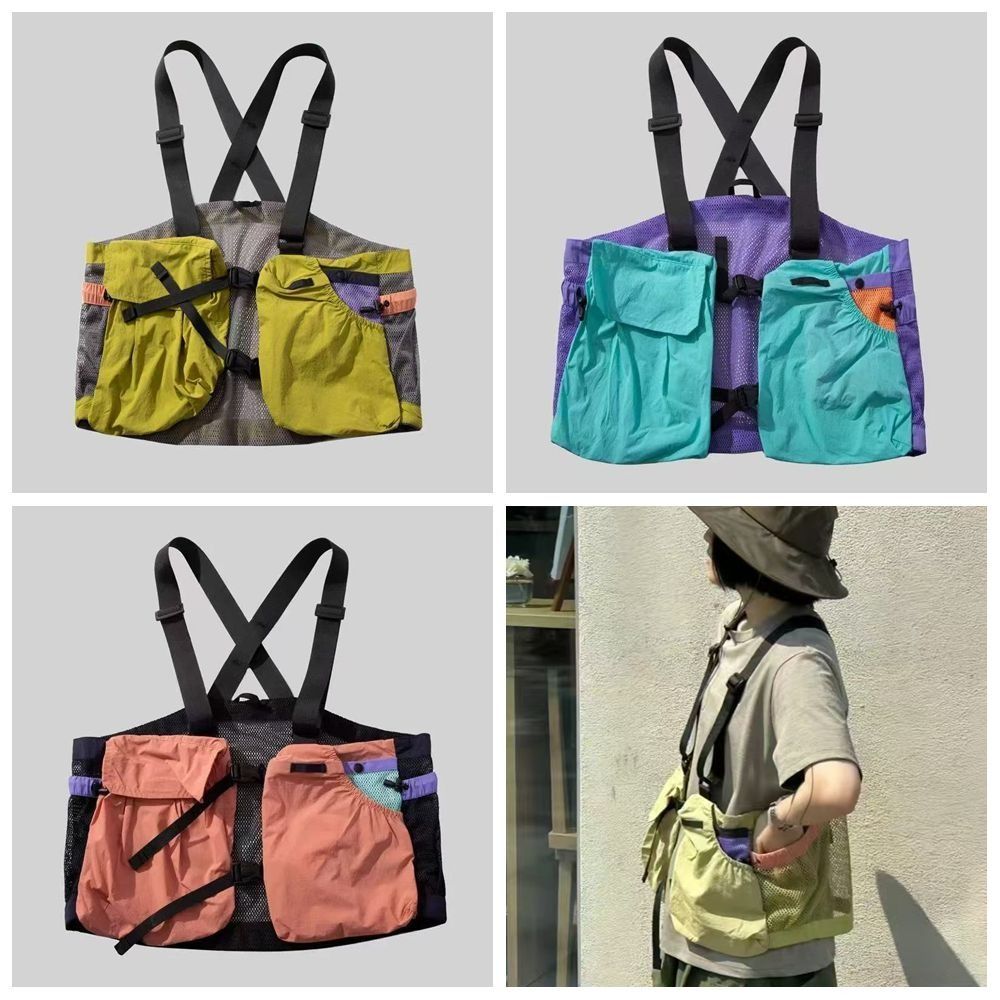 Mesh Material Multi Pocket Vest Breathable Fabric Sleeveless Vest Versatile Mesh Vest Climbing