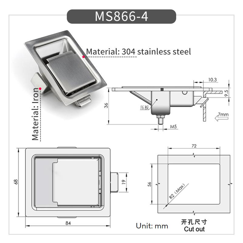 Stainless Steel 304 And Iron Small Panel Lock Hasp Cabinet Chassis Equipment Engineering Vehicles Panel Latch Car Lock