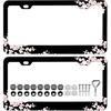 Red Bow License Plate Frames For Women - 2 Pack Cute License Plate Holder, Stainless Steel Rust-Proof Waterproof Car Decorative Tag Frame With Screws