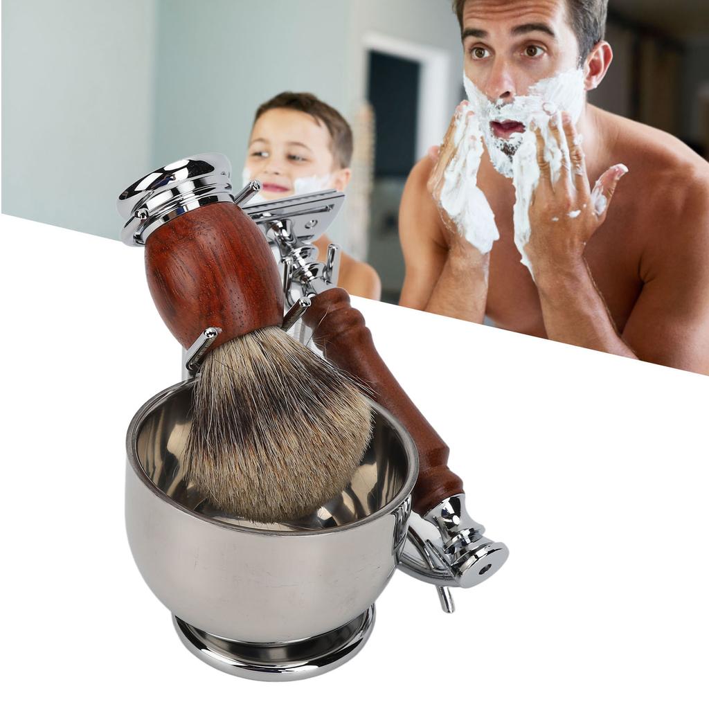 Набор для ухода за бритьем для мужчин со сменными лезвиями, ручной триммер для бороды, помазок для бритья и набор ножей