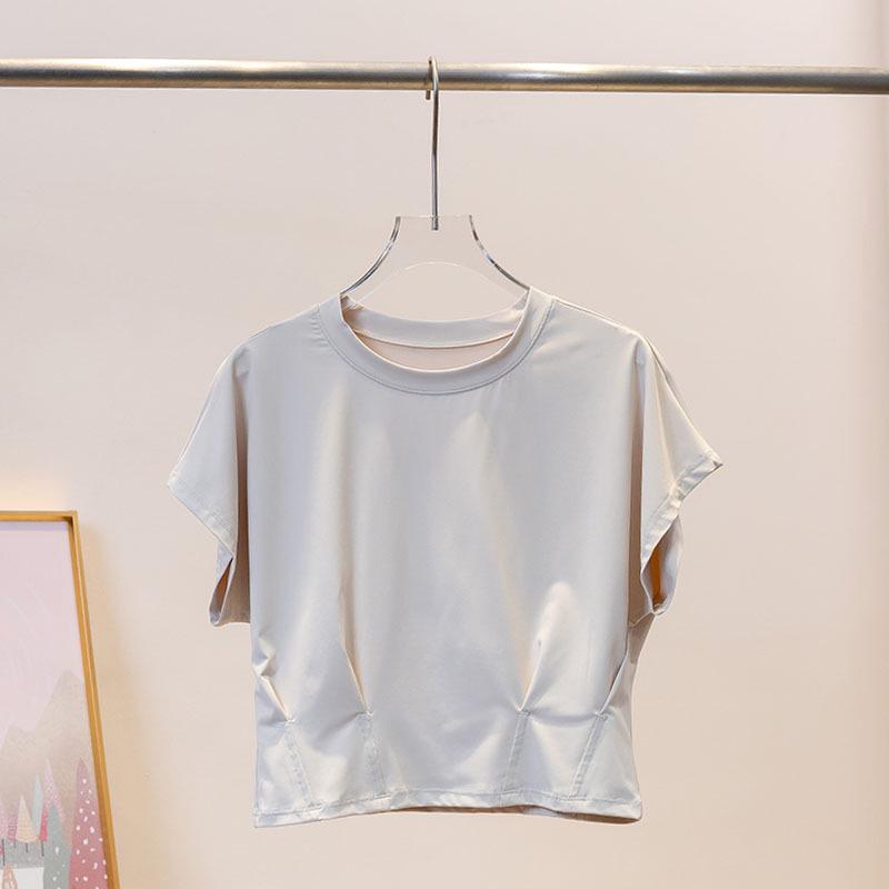 Женский быстросохнущий летний топ для йоги и пилатеса, спортивный фитнес-комплект с круглым вырезом