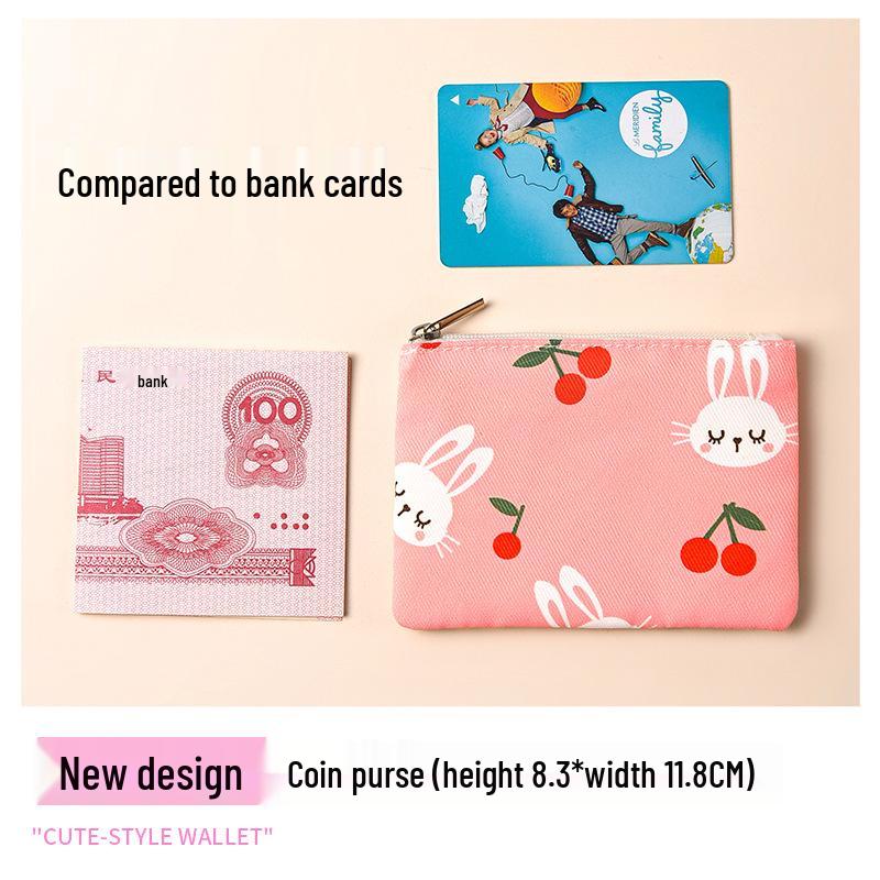 Compact Floral Canvas Wallet - Zipper Coin Purse & Card Holder