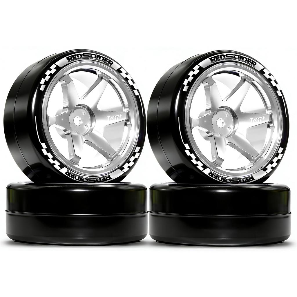 1/10 RC Drift Tires and Aluminum Wheels 4pcs 12mm Hex for Tamiya Traxxas HPI KYOSHO XV02 XV01 TT01 TT02 PTG2 A959