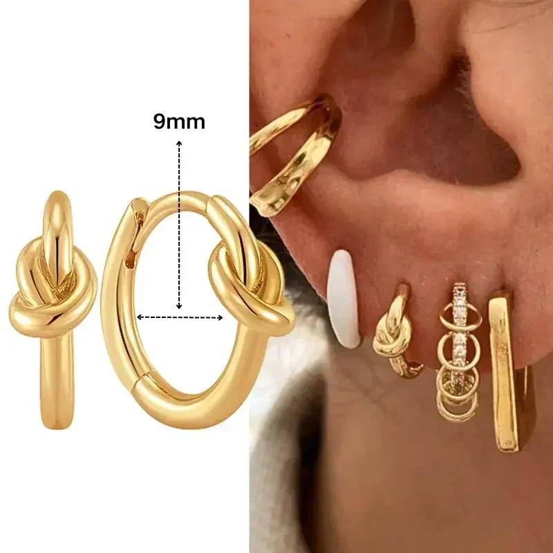 Серьги-кольца из серебра 925 пробы с многокольцевой застежкой, полностью усыпанные бриллиантами, золотые серьги для женщин, модные украшения