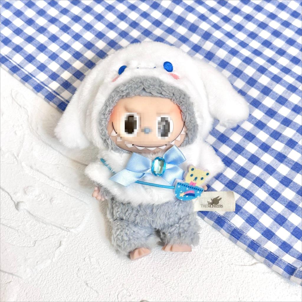 15cm kawaii Plush Doll'S Clothes Cape Skirt Suit Cloak Set Accessories for labubu Outfit Clothing Kuromi Hat Accessory