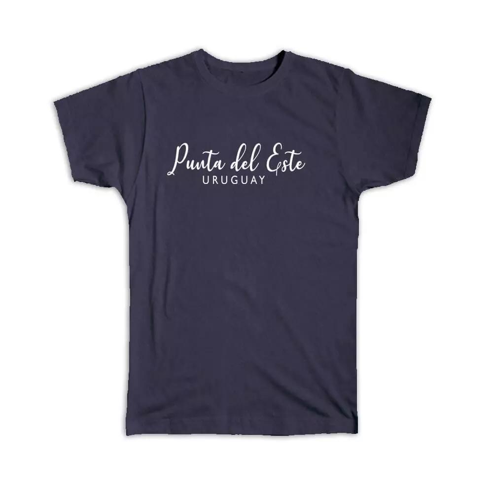 Gift T-Shirt : Punta del Este Cursive Typography Uruguay Tropical Beach Travel