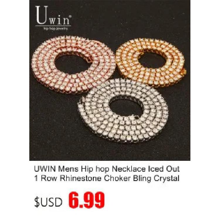 Uwin S-Link Miami RoseGold Color 12mm Cuban Link Pink Rhinestone Necklace Chain Full Bling Punk Bling Bling Charm Hiphop Jewelry