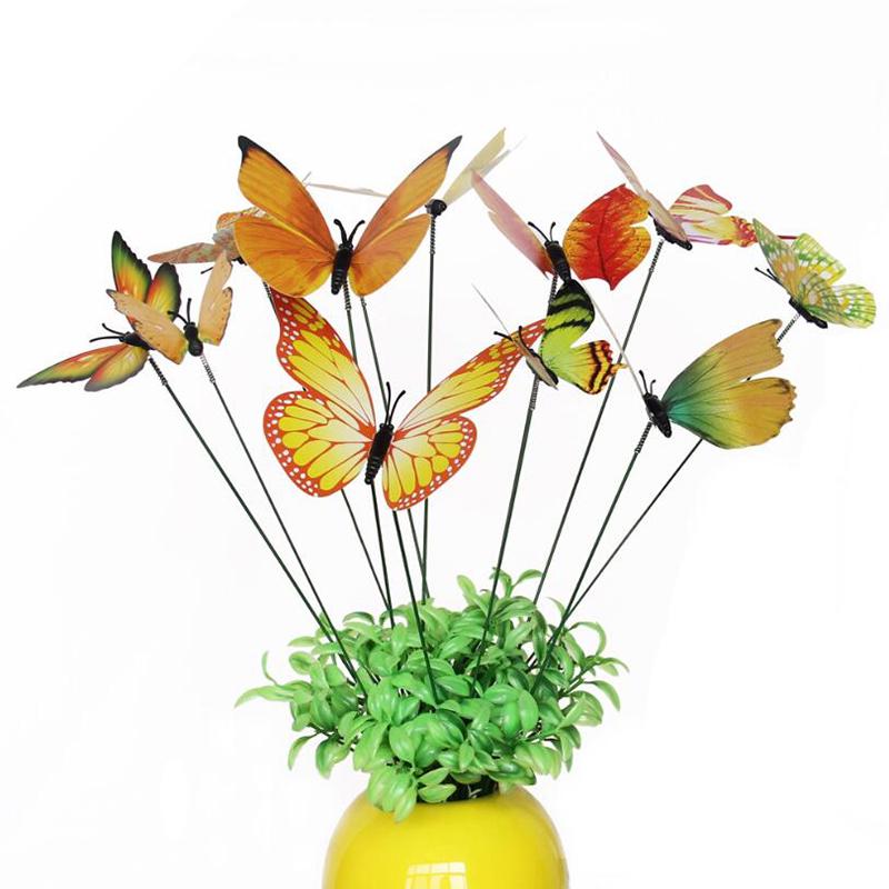 12шт бабочка металлические колья открытый двор лужайка плантатор садовый декор бабочки