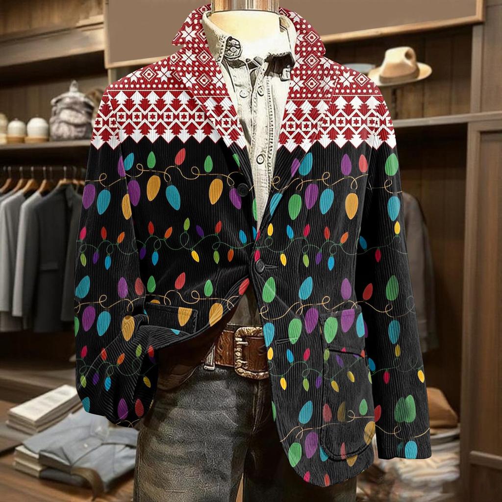 Мужской уродливый рождественский вельветовый теплый карманный пиджак-кардиган, мужской повседневный костюм