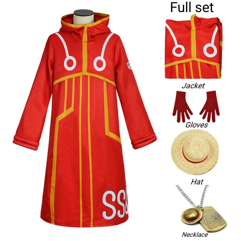 Egghead Island Costume Monkey D Luffy Robe Cosplay Costume 163 Luffy Jacket Coat Hat Outfit Halloween Suit