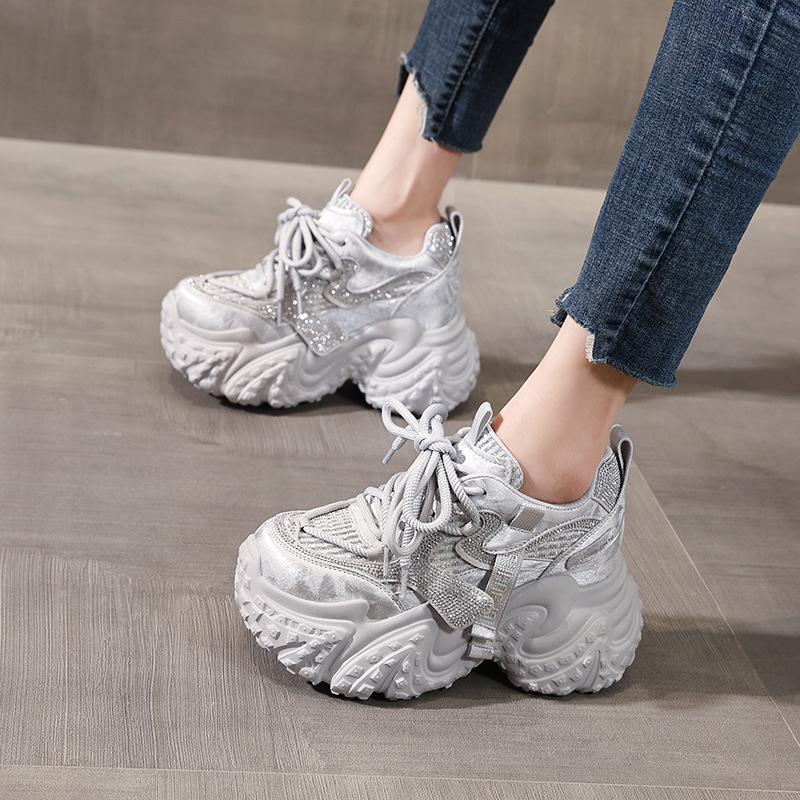999912 thick-soled inner height increase fashionable versatile dad shoes women's 2026 spring new mesh sports casual shoes