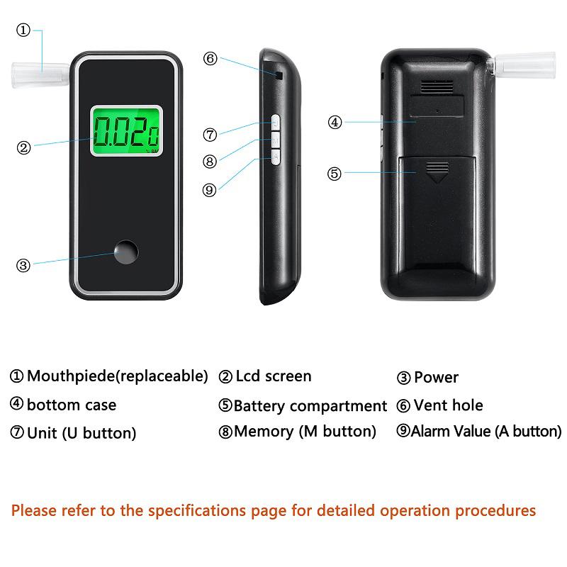 Цифровой тестер алкоголя в выдыхаемом воздухе Алкотестер