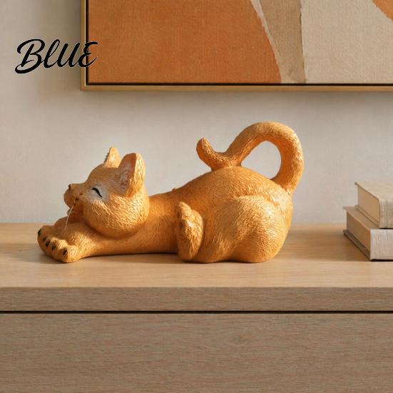 Фигурка кошки «Исцеляющее настроение» Фигурка котенка, тянущегося Резиновая статуэтка Милый животный орнамент Миниатюрный подарок для друзей Компактное украшение для рабочего стола
