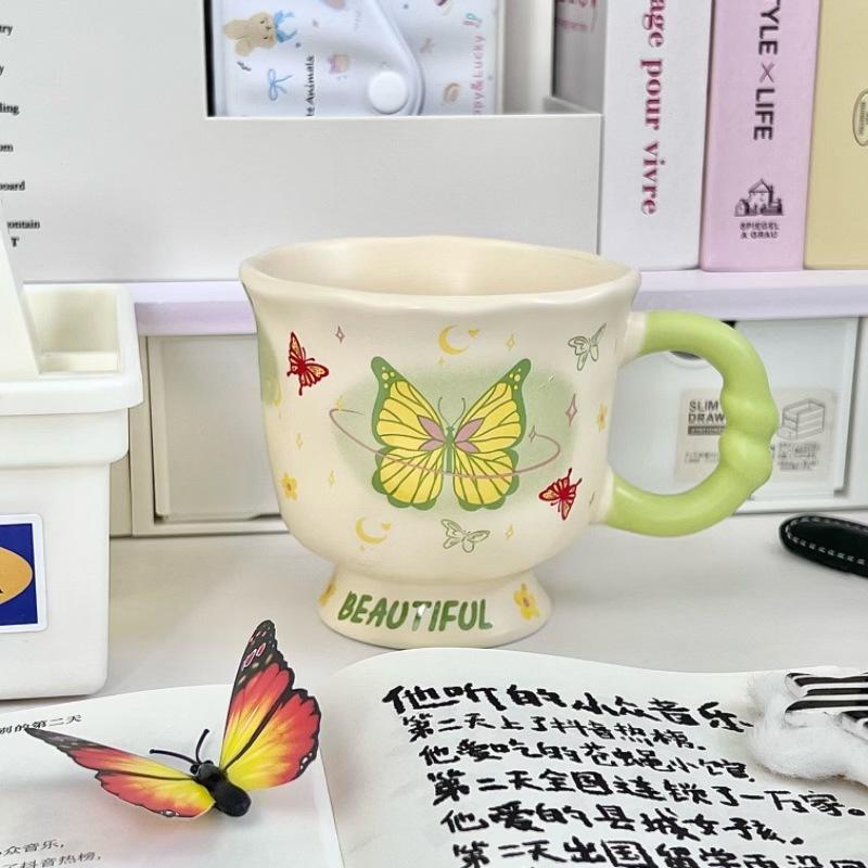 Birthday Gift for Girlfriends, Girl's Heart Butterfly Mug, High-value Ceramic Water Cup, Girl's Souvenir Gift Box.