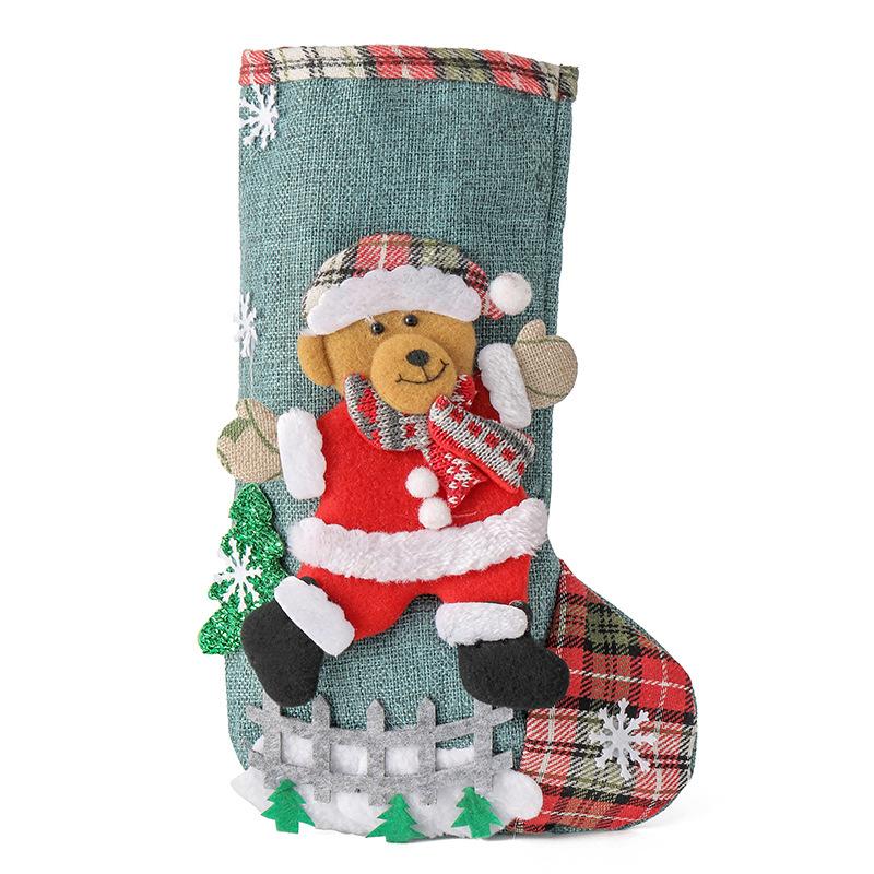 1Pc Christmas Stockings Gift Bag Decorations Snack Bag Candy Snowman