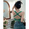 Summer Simple Solid Color Spice Girl with Beautiful Back Bottom Pink Knit Halter Top Hipster Halter Vest Woman
