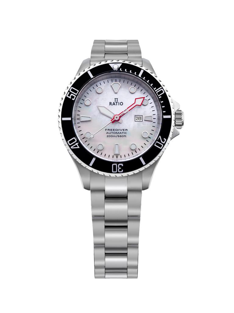 RATIO FreeDiver Автоматические мужские часы из нержавеющей стали с сапфировым стеклом и белым циферблатом RTF047 200M