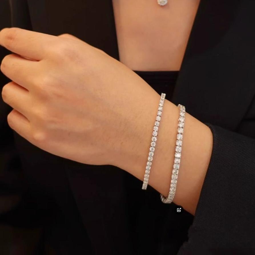 Factory Price Real S925 Sterling Silver Plated 18K Gold 5A Grade Zircon Black Tennis Bracelet for Men and Women Fashion Jewelry