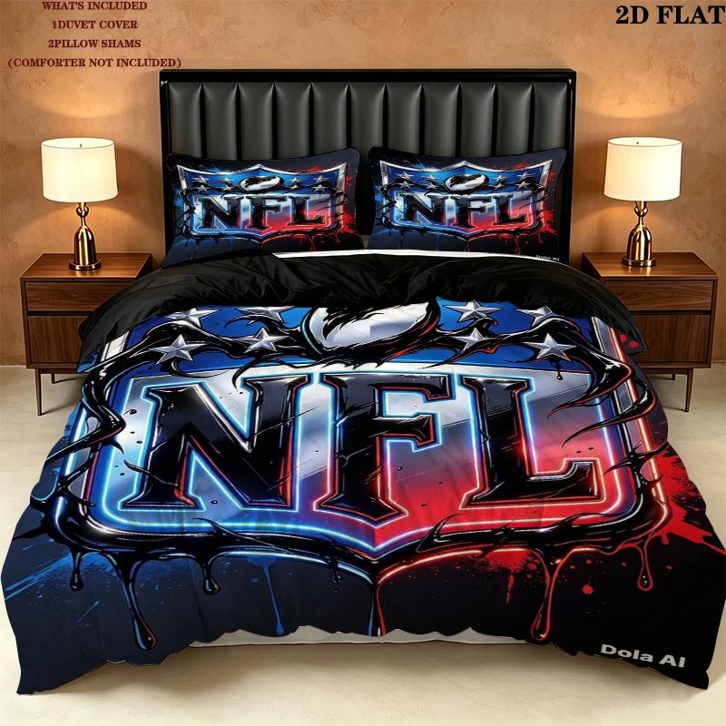 National Football League Pattern Bedding uilt Set uilt Cover Pillowcase Home Decoration Birthday Gift (1 * duvet cover + 2 * pillowcase without core)