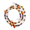Natural Rose Quartz Labradorite Carnelian Gemstone Beads Necklace 17" UB-4974 UB-4974