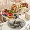 Round Dried Fruit Plate 6 Compartments Large Capacity Food Grade PET Multi-purpose Snack Fruit Nut Food Serving