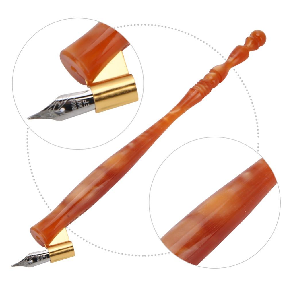 7pcs Flat Nibs Calligraphy Dip Pen Resin Handle Oblique Pen Holder Antique Dip Pen Set For Artists