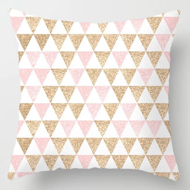 2D Flat Printed Pink Rose Floral Peach Skin Cushion Cover Romantic Flower Decorative Pillowcase For Sofa Bed Room Home Decor