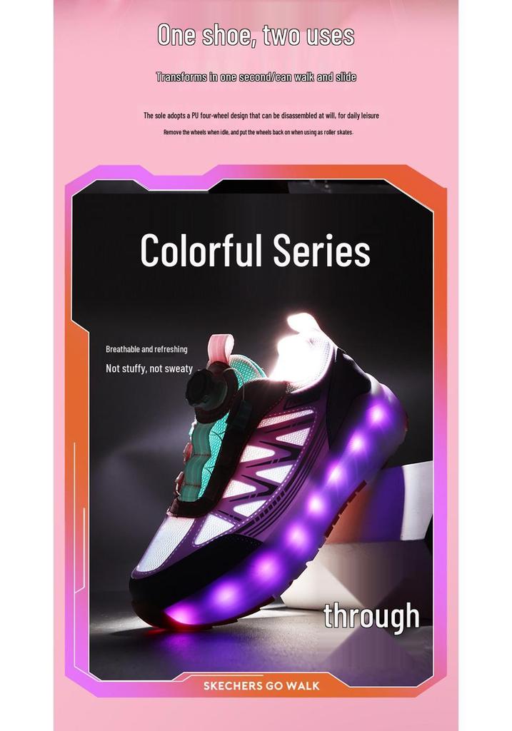 LED Rechargeable Light-Up Roller Shoes and Skates for Kids and Adults