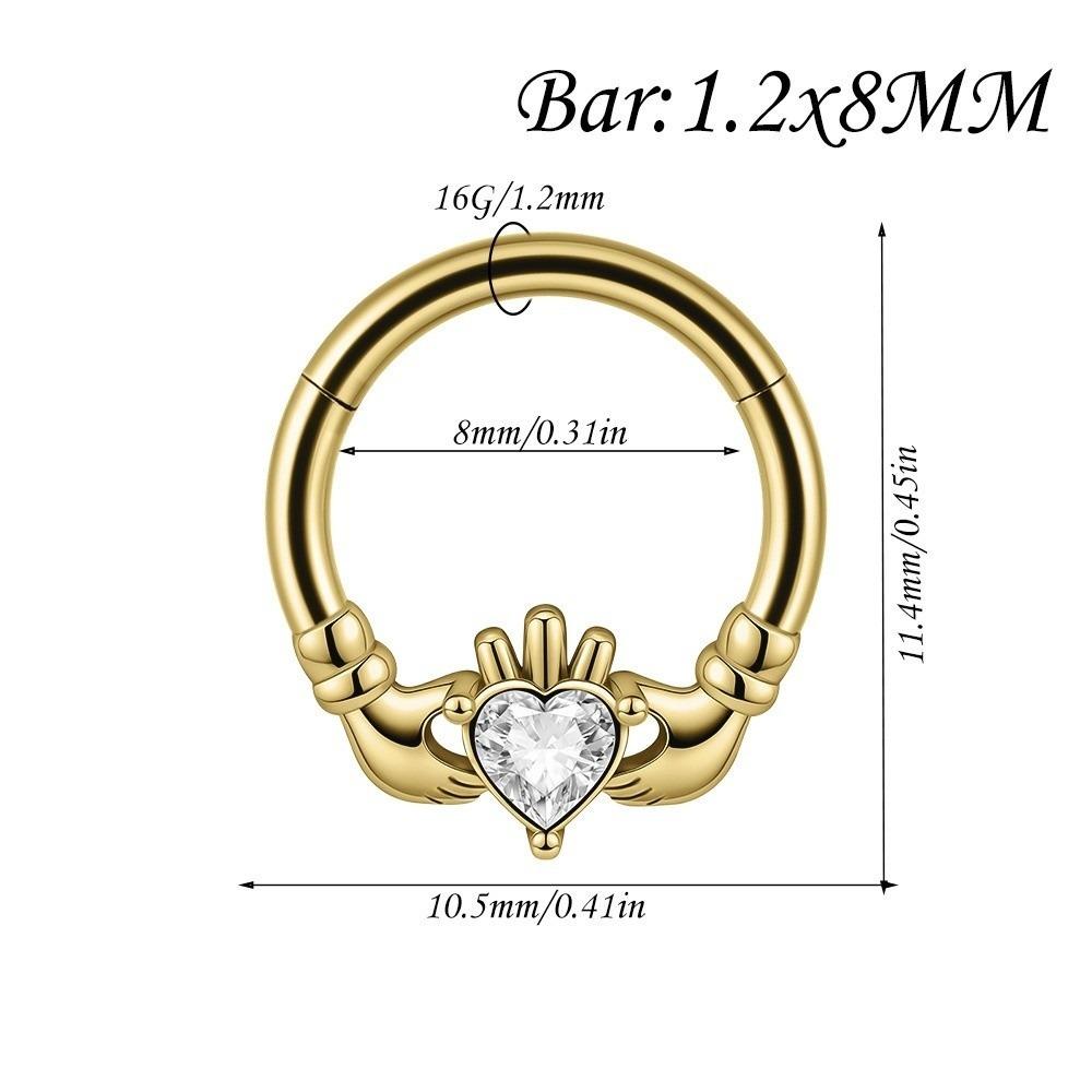 1PC Stainless Steel Septum Clicker Ring Heart Zircon Daith Piercing Ring Nose Piercing