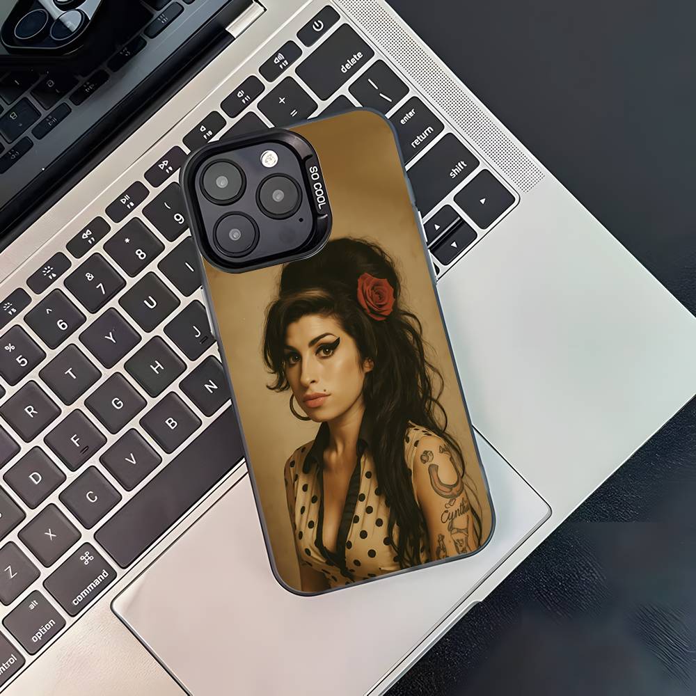 A-Эми Уайнхаус Чехол-певец для iPhone 17,16,15,14,13,12,11,Pro,MAX,Plus Черный Ударопрочный Конфетный Матовый Чехол