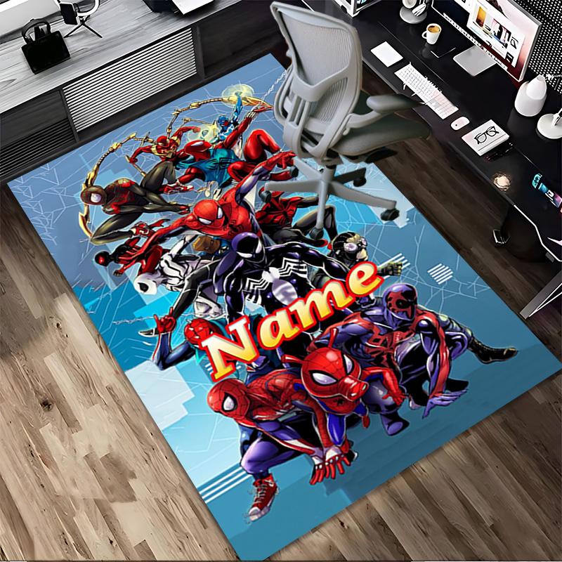 Personalized Name S-Spider M-Man Flight Living Room Non-Slip Area Rug Soft Carpet for Bedroom Kids Playroom Sofa Office Home Decor Doormat
