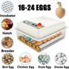 Upgraded Automatic Household 16-24 Eggs Incubator for Peacock Duck Goose Egg Quail Chicken Incubator Hatcher Brooder