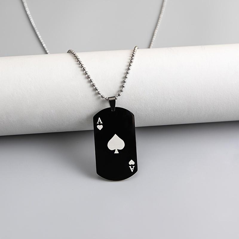 European and American fashion Stainless Steel necklace creative playing cards Ace of spades heart pendant Men's sweater chain jewelry
