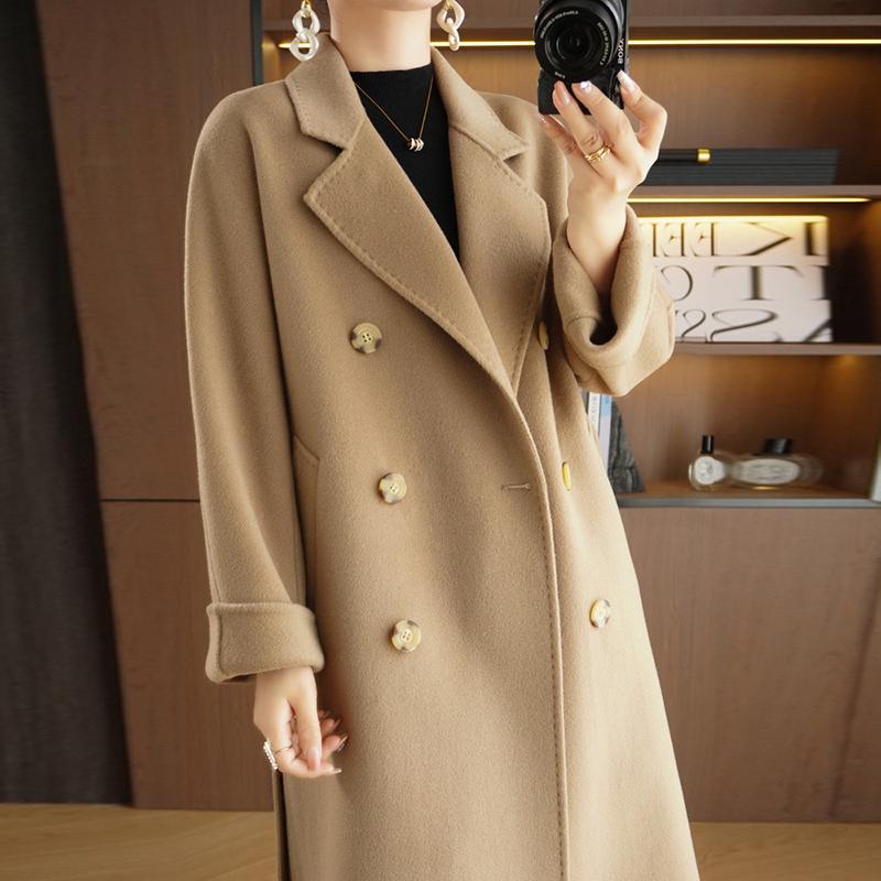Женское пальто из 100% шерсти TIDENOVEL Осеннее шерстяное длинное пальто Ручной работы Пальто-бушлат Зимняя теплая шерстяная длинная куртка Пальто