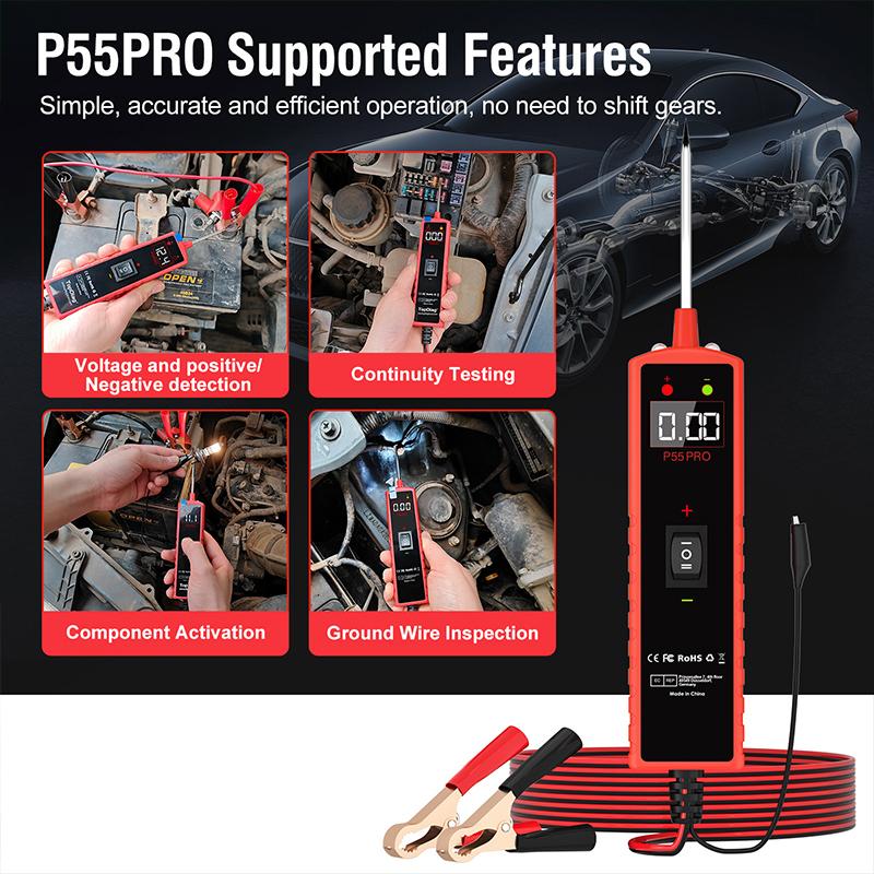 6-30V Car Circuit Tester P55PRO Electric Circuit Probe Tester Vehicle Diagnostic Positive And Negativepole Voltage Detection