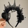 Женская повязка на голову корона кружевной декор обруч для волос Хэллоуин темный стиль эластичный головной убор