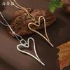 New Matte Hollow Geometric Love Long Pendant, Women's Simple High-end Heart-shaped Pull-up Buckle Necklace