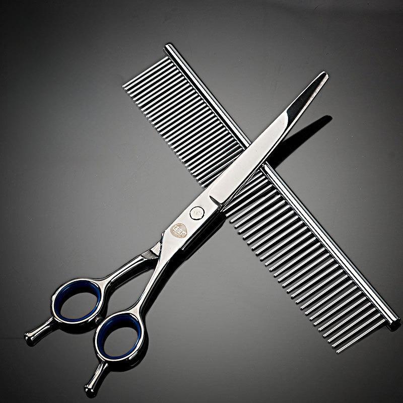 Pet Grooming Scissors Kit Stainless Steel Straight Thinning Shear Non‑jamming Trimming Tool for Dogs Cats