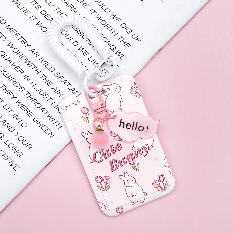 Чехол с мультяшным принтом, идентификационная бирка, чехол для рабочей карты с эластичным ремешком на запястье, держатель для бейджа, чехол для деловой карты доступа