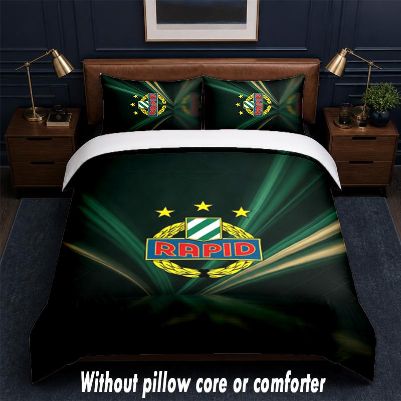 Rapid Wien FC Design Bed Bedding Set 1 Duvet Cover + 2 Pillowcases Soft Breathable Household Bed Linens