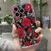 Чехол с узором алой красной розы для iPhone 17 Pro Max Coque iPhone 16 15 14 13 Pro Max 11 Прозрачный силиконовый мягкий чехол из ТПУ
