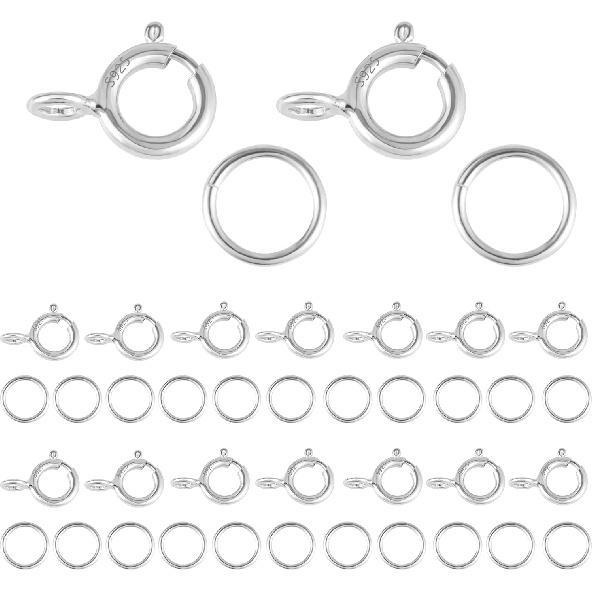 40 ШТ. Застежки и Соединители из Стерлингового Серебра с Разомкнутыми Колечками Набор 5 мм Пружинные Кольца Соединители для Изготовления Украшений (Серебряные застежки 6 мм)
